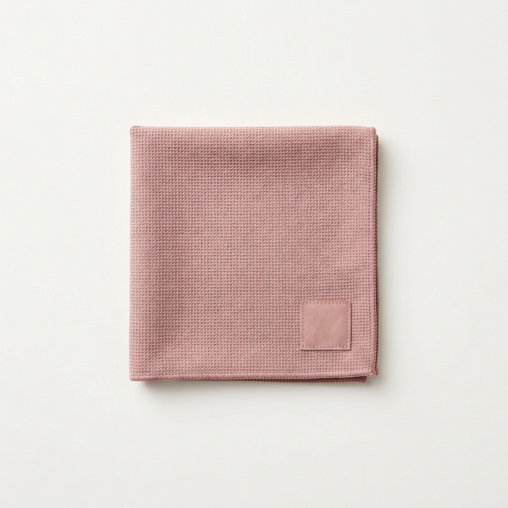 Fibrae Original waffle microfiber towel in pink, folded