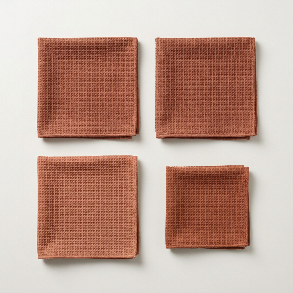 Fibrae Kitchen Kit microfiber towels in orange, folded